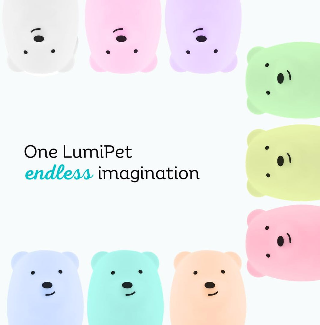 Lumipet Bear Jumbo Kids Night Light, Cute Nursery Light for Baby, Toddler, Silicone LED Lamp, Remote Operated, USB Rechargeable Battery, 9 Available Colors, Timer Auto Shutoff