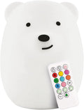Lumipet Bear Jumbo Kids Night Light, Cute Nursery Light for Baby, Toddler, Silicone LED Lamp, Remote Operated, USB Rechargeable Battery, 9 Available Colors, Timer Auto Shutoff