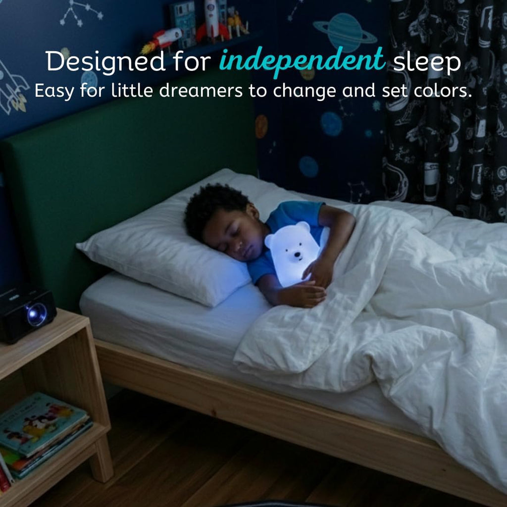 Lumipet Bear Jumbo Kids Night Light, Cute Nursery Light for Baby, Toddler, Silicone LED Lamp, Remote Operated, USB Rechargeable Battery, 9 Available Colors, Timer Auto Shutoff