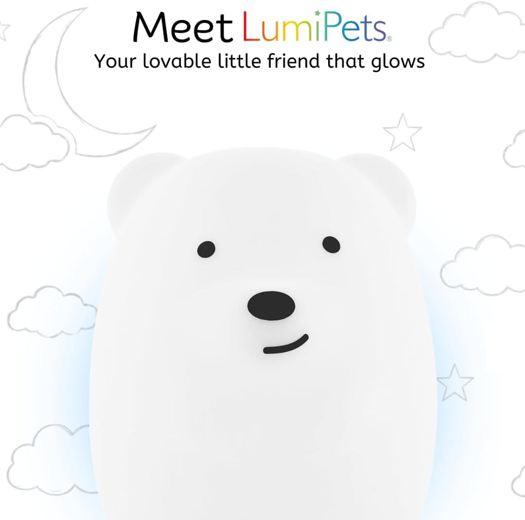 Lumipet Bear Jumbo Kids Night Light, Cute Nursery Light for Baby, Toddler, Silicone LED Lamp, Remote Operated, USB Rechargeable Battery, 9 Available Colors, Timer Auto Shutoff