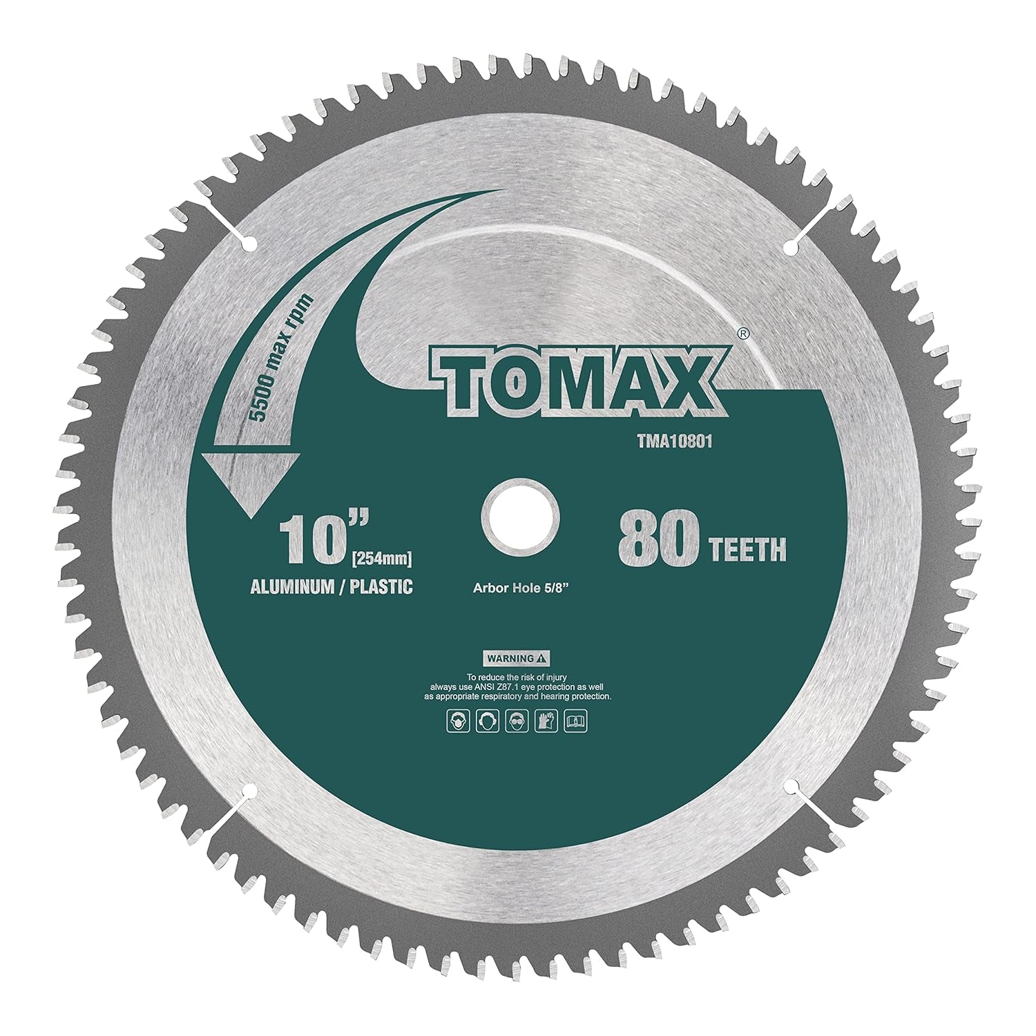 10-Inch 80 Tooth TCG Aluminum and Non-Ferrous Metal Saw Blade with 5/8-Inch Arbor
